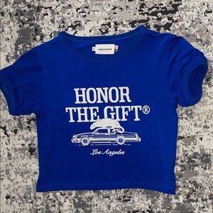 Blue Honor the gift cropped shirt